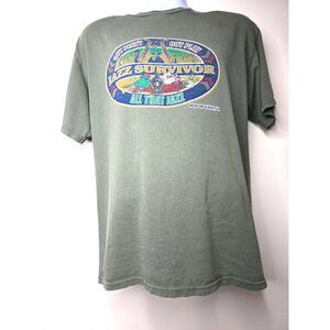 Vintage 90s New Orleans Jazz Survivor T-Shirt L Olive Green Bourbon St Graphic